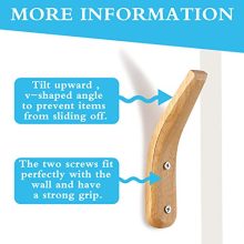 4 Pieces Wooden Coat Hooks Wall-Mounted Natural Wood