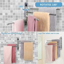 Towel Rack SUS304 Stainless Steel - Wall-Mounted 4-Arm Towel Bar for Bathroom and Kitchen - Space-Saving Towel Hanger