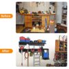 Adjustable Tool Storage Rack with Overhead Shelf – Organize Garden Tools & More