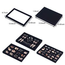 Velvet Stackable Jewelry Organizer Tray Set – Perfect for Rings, Earrings, and Necklaces – Adjustable Compartments for Custom Storage