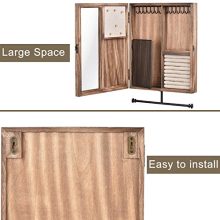 Keebofly Wall Mounted Jewelry Organizer With Rustic Wood