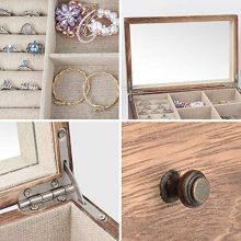 Vintage Jewelry Organizer Box for Ladies – 2-Layer Wooden Jewelry Display with Mirror & Ring Tray
