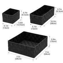 Woven Storage Box Cube Basket Set of 4 (Black) - Organize and Beautify Your Space with Style and Durability