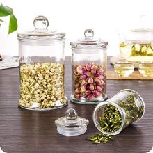 Apothecary Jars with Lids, Clear Canisters Set Bathroom Storage