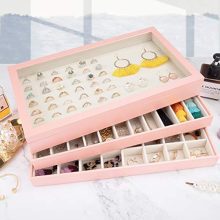 Stackable Jewelry Organizer with Lid – Jewelry Storage Display Trays for Rings, Necklaces, Earrings – Set of 3