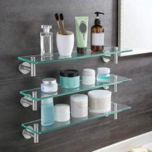 KES Glass Shelf for Bathroom Rectangular, 20-Inch Floating Shelves
