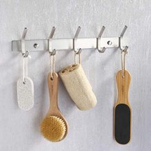 KES Bathroom Towel Rail Rack with 5 Scroll Hooks Wall Mount