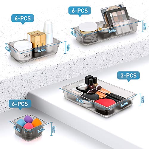 Kootek 21 Pcs Desk Drawer Organizer Trays 4-Size, Bathroom Drawer