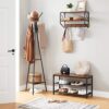 Declutter Your Space – Industrial Coat Rack Stand with Storage Cabinets in Rustic Brown