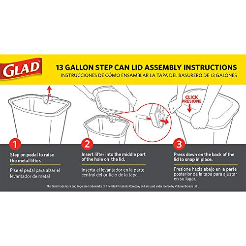 GLAD Plastic Step Trash Can with Clorox Odor Protection