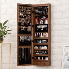 8 LED Lights Lockable Full mirror jewelry organizer