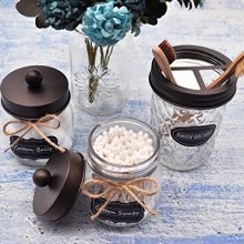 Amolliar Mason Jar Bathroom Vanity Organizer - Rustic Farmhouse Decor