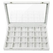 STYLIFING Clear Lid Velvet 24 Grid Jewelry Tray