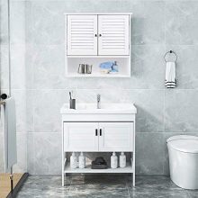 Wooden Hanging Medicine Cabinet with Double Shutter Doors