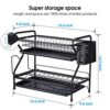 2-Tiers Metal Dish Drainer Rack Large Anti-Rust Kitchen