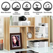 Office Desktop Bookshelf Adjustable Wood Display