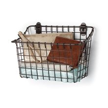 Vintage Large Cabinet & Wall-Mounted Basket for Storage
