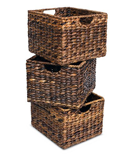 BIRDROCK HOME Woven Storage Shelf Organizer Baskets with Handles