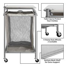 Sorter Cart with Foldable Ironing Board with Transparent Net