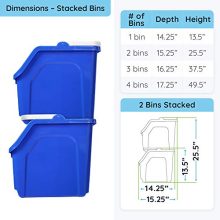 Blue Stackable Recycling Bin Container with Handle
