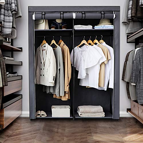 Closet Storage Organizer Portable Wardrobe with Hanging Rods
