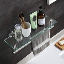 KES Glass Shelf 16" Tempered Glass Floating Shelf Wall Mount