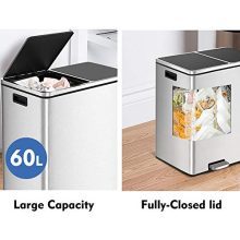 HEMBOR Dual Trash Can, 16 Gallon Step Rubbish Bin