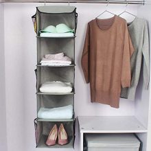Hanging Shelves with 6 Side Pockets for Clothes Storage