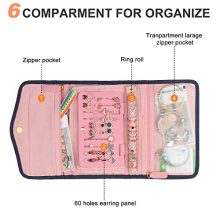 Keebofly Travel Jewelry Organizer Bag Foldable Jewelry Roll