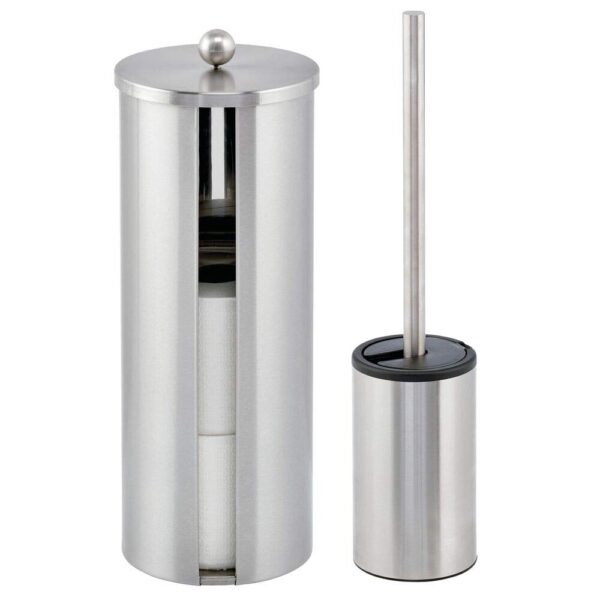 mDesign Modern Bathroom Storage and Toilet Brush Set