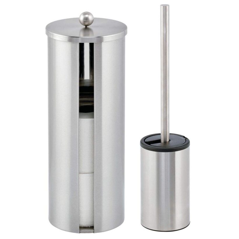 mDesign Modern Bathroom Storage and Toilet Brush Set