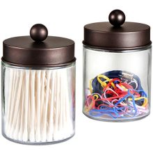 Apothecary Jars Bathroom Storage Organizer - Cute Qtip Dispenser Holder