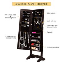Lockable Jewelry Cabinet Jewelry Armoire with Mirror