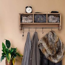 Entryway Organizer Wall Shelf with 5 Coat Hooks and Cubbies