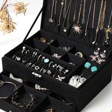 SONGMICS 2-Tier Jewelry Box with Drawer, Key