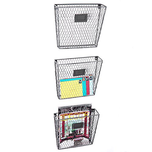 MyGift Set of 3 Rustic Metal Wire Wall-Mounted Home Office