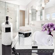 Quilted Mirror Vanity Tray – Decorative Cosmetics Organizer