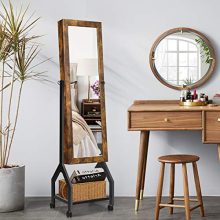 CHARMAID Industrial Jewelry Armoire with Full Length Mirror