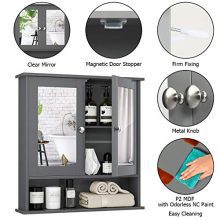 Tangkula Bathroom Cabinet Wall Mounted with Double Mirror Doors