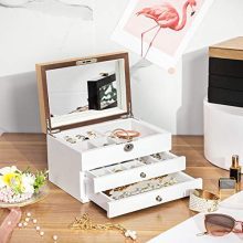 SONGMICS 3-Tier Jewelry Box, Wooden Jewelry Organizer