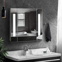 25 Inch LED Mirror Medicine Cabinet, LED Lighted Bathroom Wall Cabinet