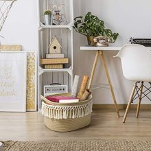Rectangle Woven Basket Tassel Cotton Rope Storage Basket