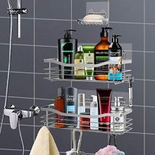 Orimade Shower Caddy Basket Soap Dish Holder Shelf with 5 Hooks