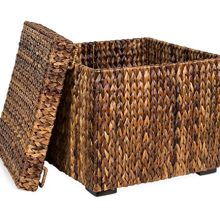 BIRDROCK HOME Woven Storage Cube - Abaca Seagrass Decorative Ottoman