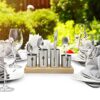 Stainless Steel Silverware Caddy with Bamboo Base for Kitchen & Entertaining