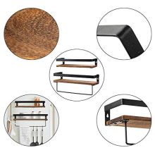 Bathroom Storage Shelf Wall Mounted Set of 2,Rustic Wood Floating Shelves