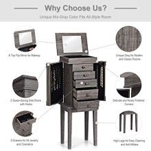 Standing Jewelry Armoire with Mirror Jewelry Cabinet