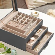 SONGMICS Jewelry Box with Glass Lid