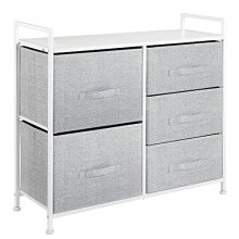 Wide Dresser Storage Tower Easy Pull Fabric Bins