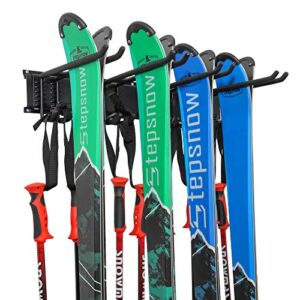 Ski Wall Rack for Home and Garage Storage, Wall Mounted